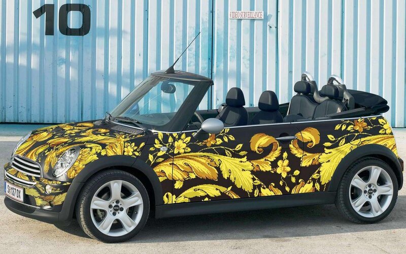 Convertible Car with Floral Pattern
