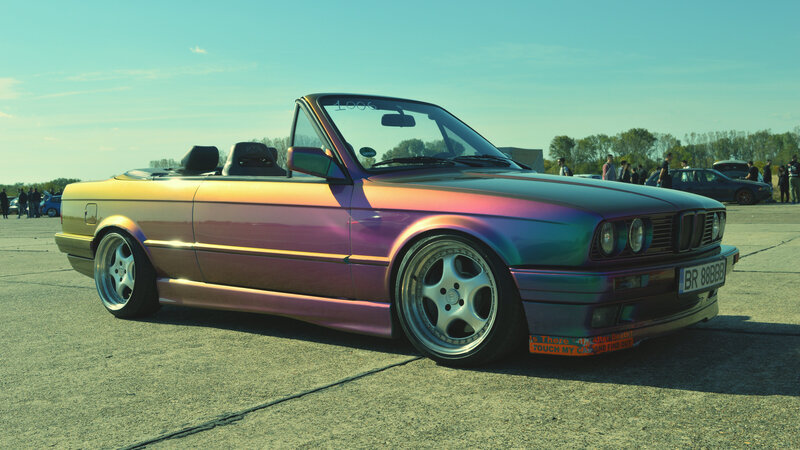 Convertible Car with Iridescent Paint