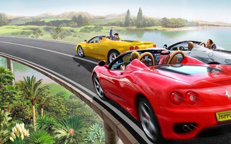 Convertible Cars on Bridge