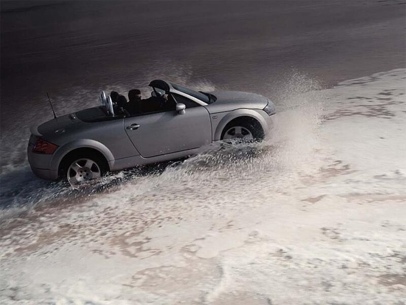convertible driving in water