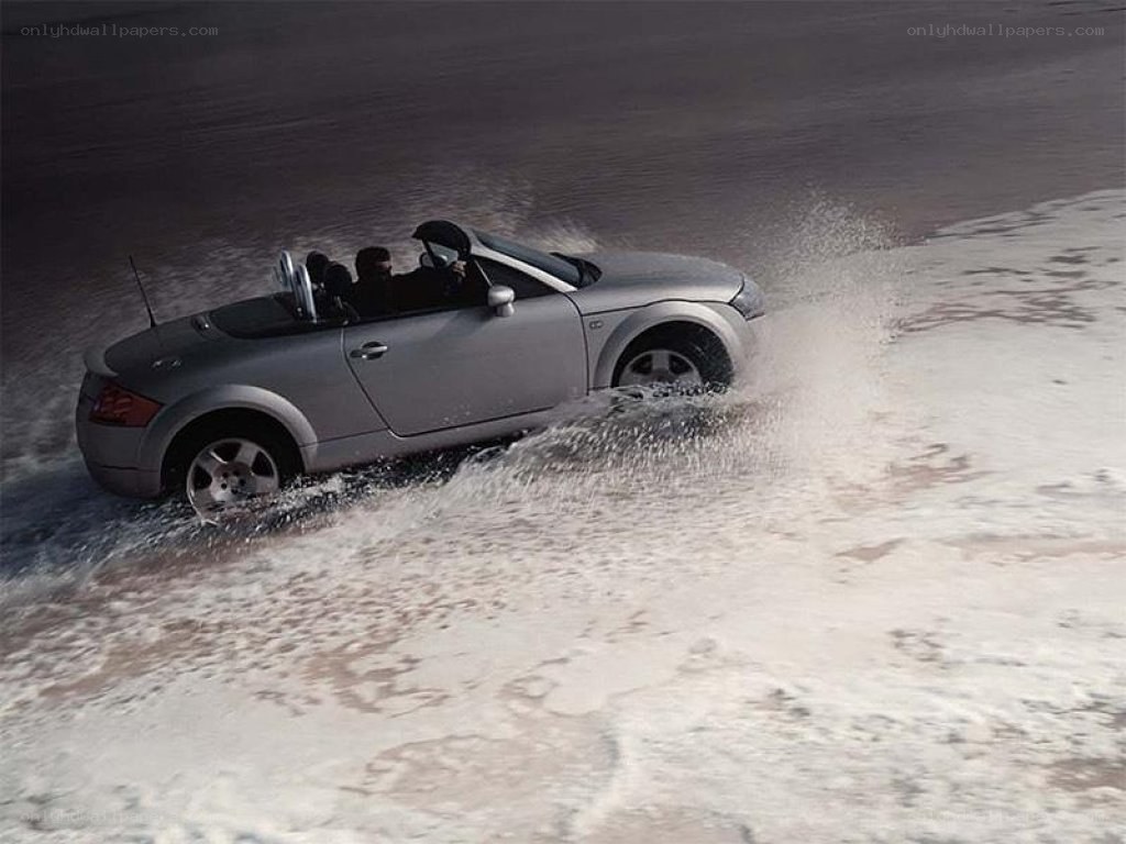convertible driving in water