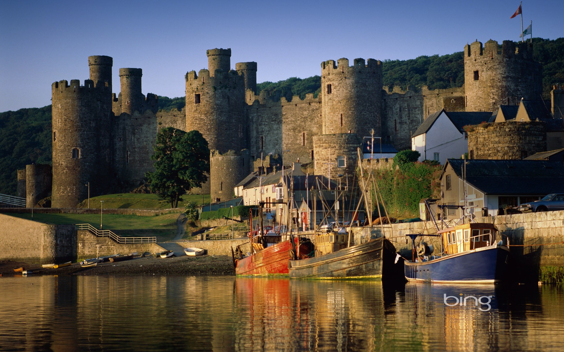 Conwy Castle and harbor