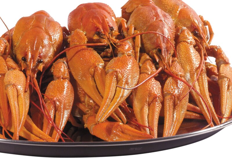 cooked crawfish on a platter