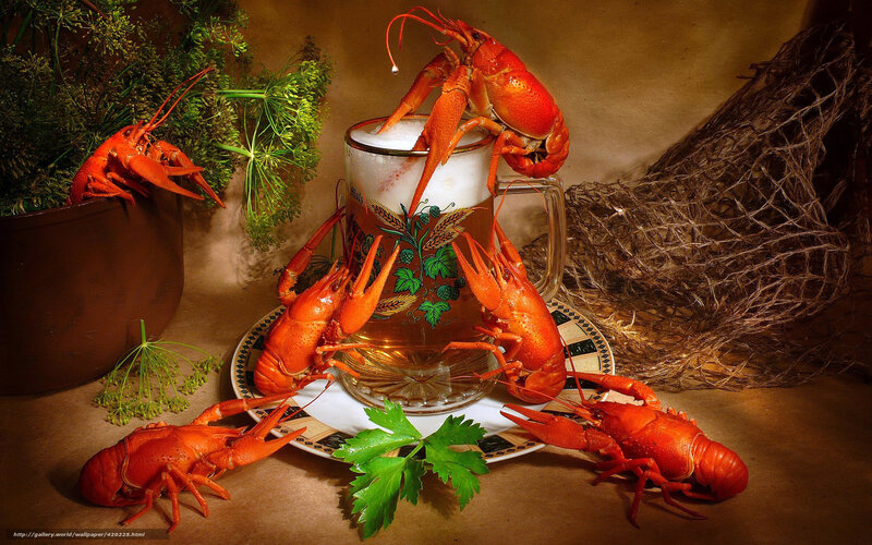 Cooked Crawfish on Table