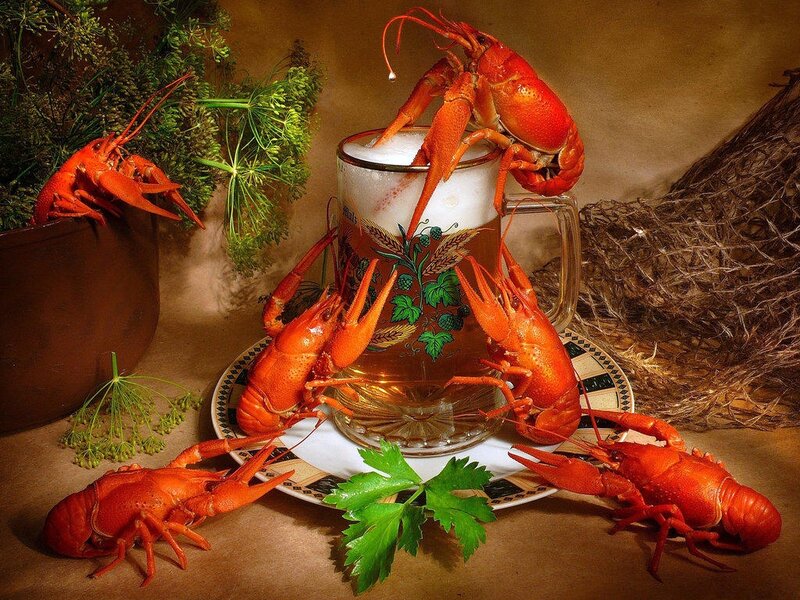 Cooked Crayfish on Table