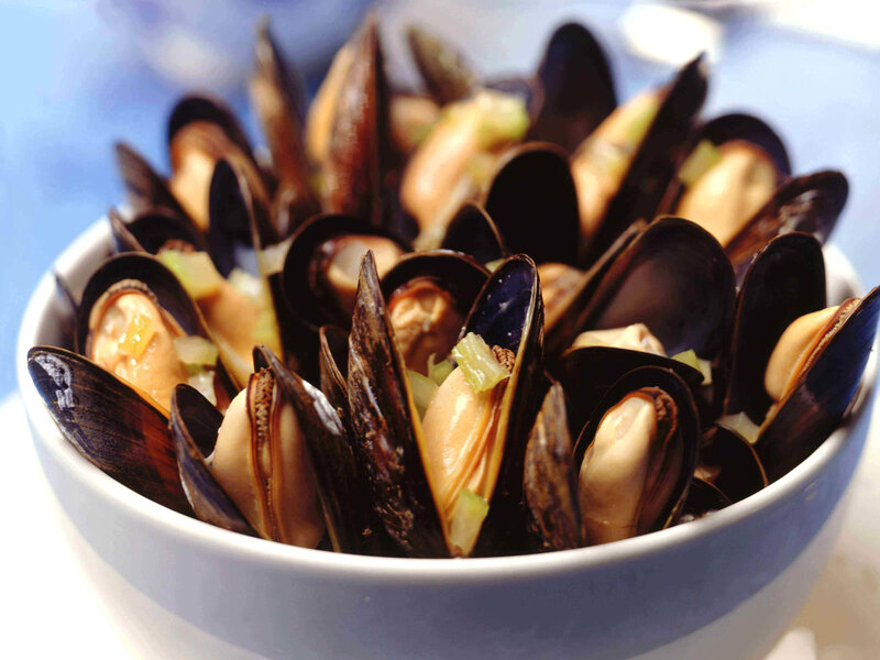 Cooked Mussels in Bowl