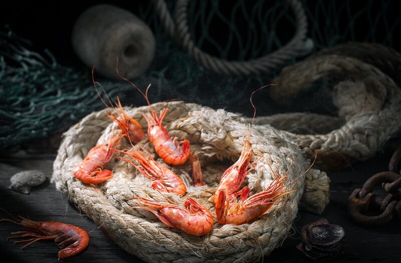 Cooked Shrimp on Rope