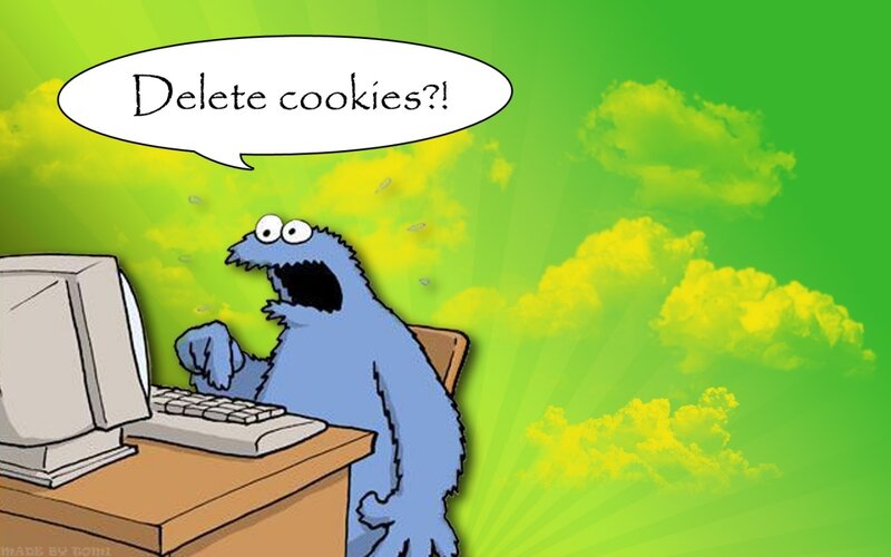 Cookie Monster at computer