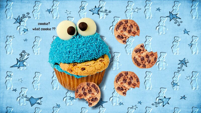 Cookie Monster Cupcake — Blue, Playful