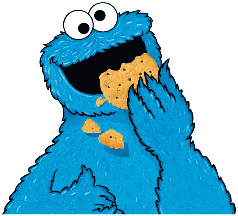 Cookie Monster eating a cookie