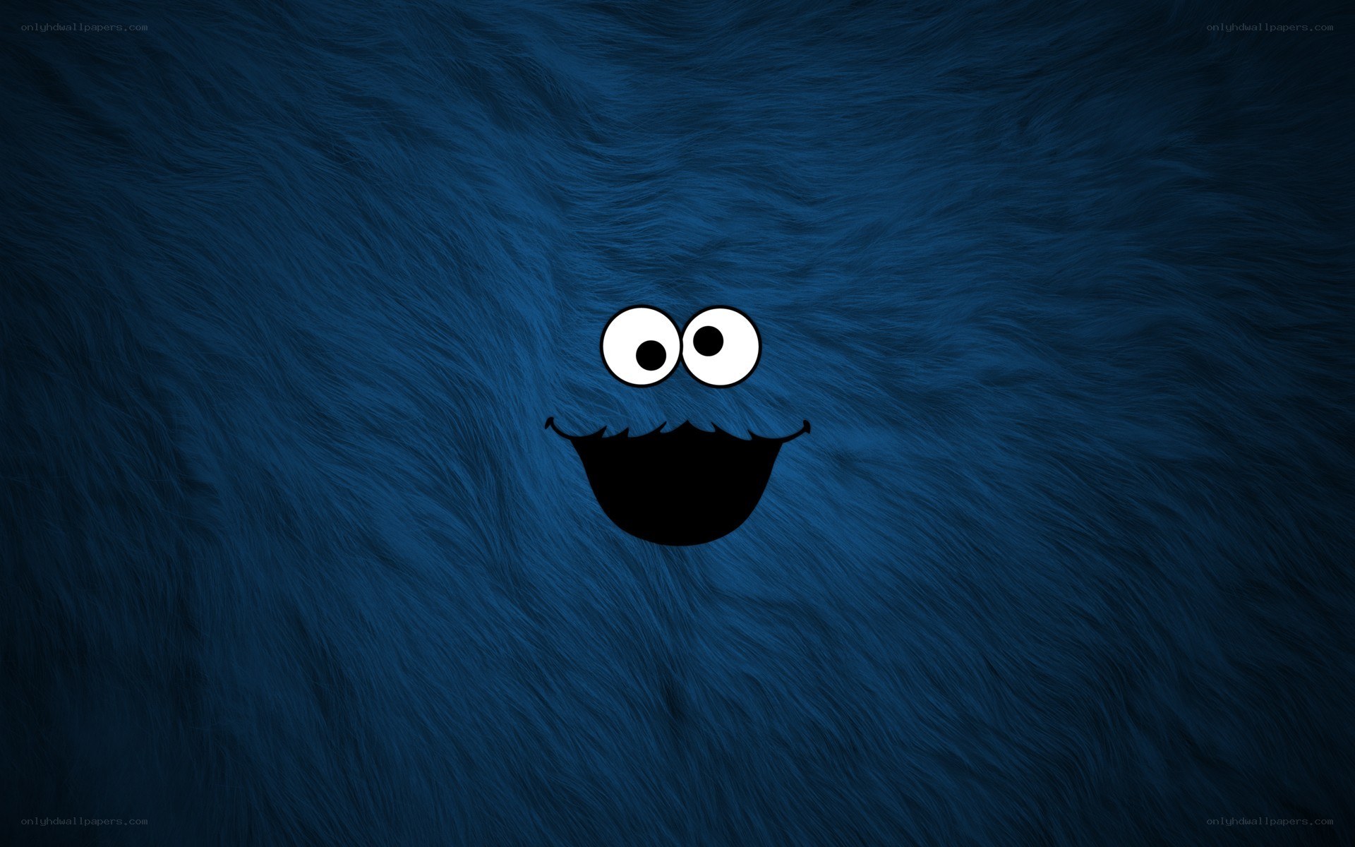 Cookie Monster face on blue fur