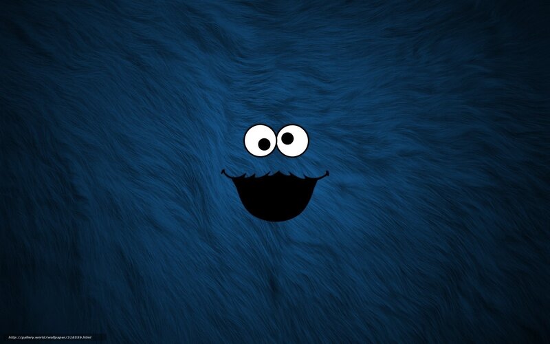 Cookie Monster face on blue fur