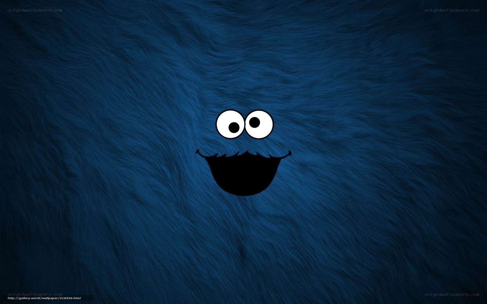 Cookie Monster face on blue fur