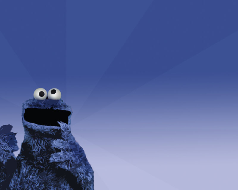 Cookie Monster on blue background