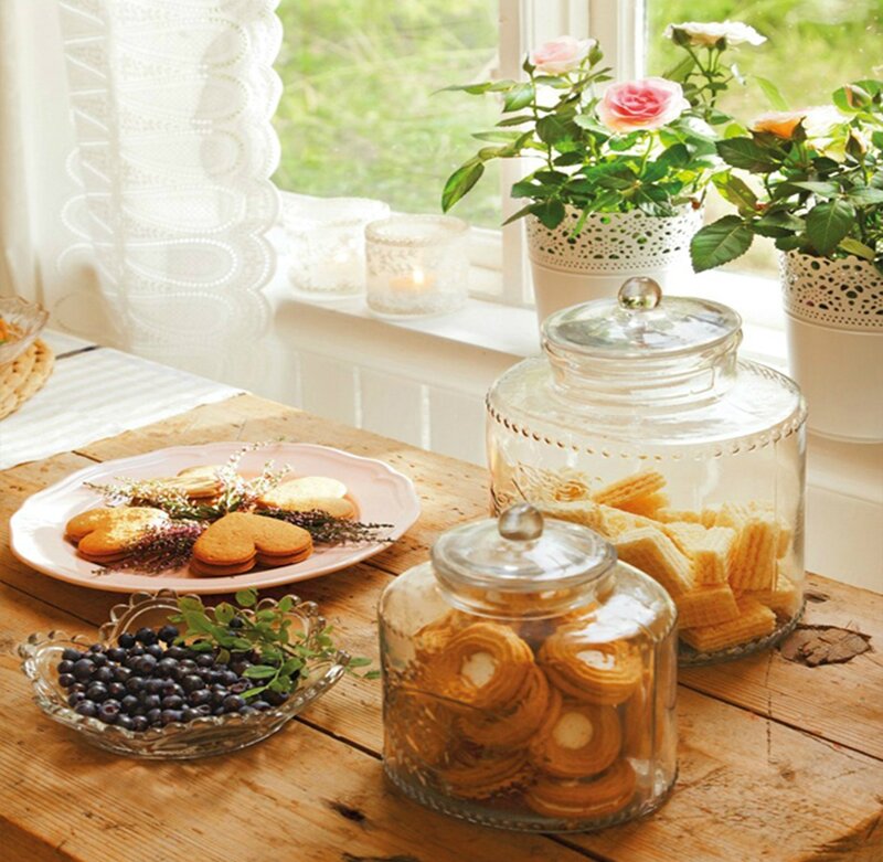 Cookies and Blueberries on Table