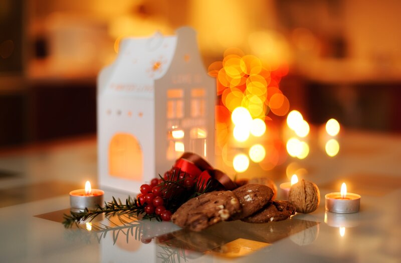 Cookies and Candles on Table