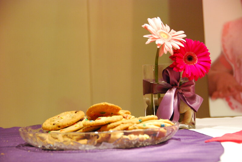 Cookies and Flowers on Table