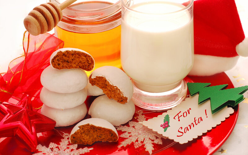 Cookies and Milk for Santa — Red, Festive