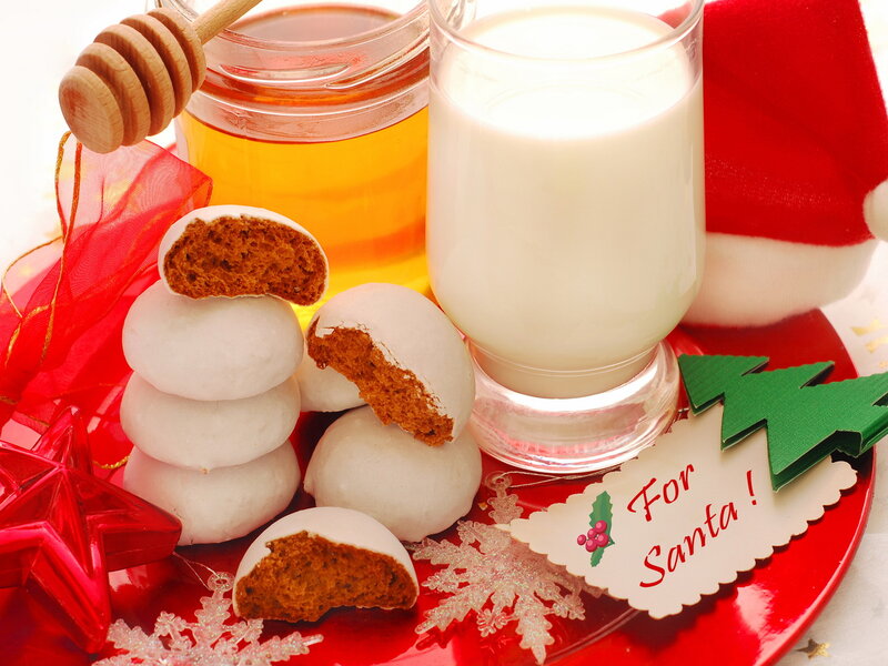 Cookies and Milk for Santa — Red, Festive, Winter