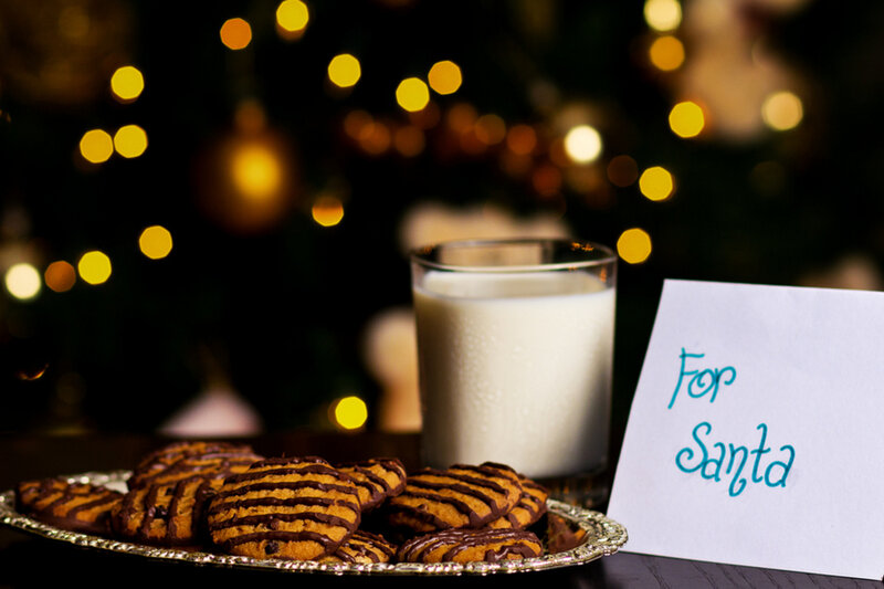 Cookies and Milk for Santa — White, Festive