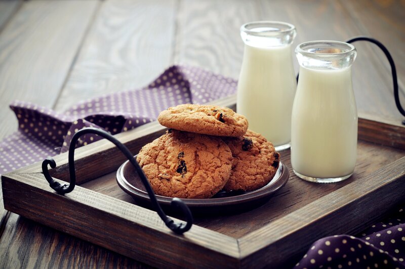 Cookies and Milk on Tray