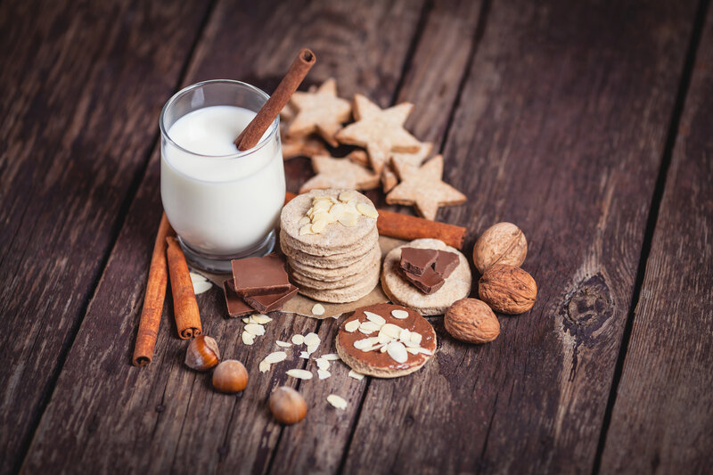 Cookies and Milk on Wood