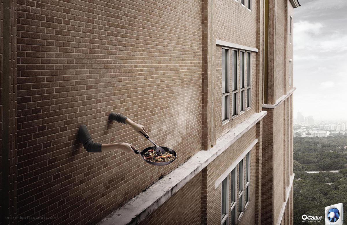 Cooking on a high-rise wall