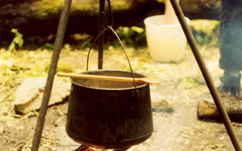 Cooking over a campfire