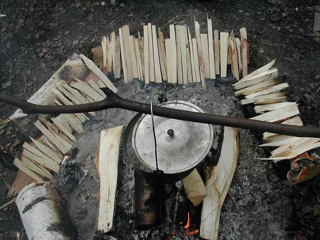 Cooking over a campfire