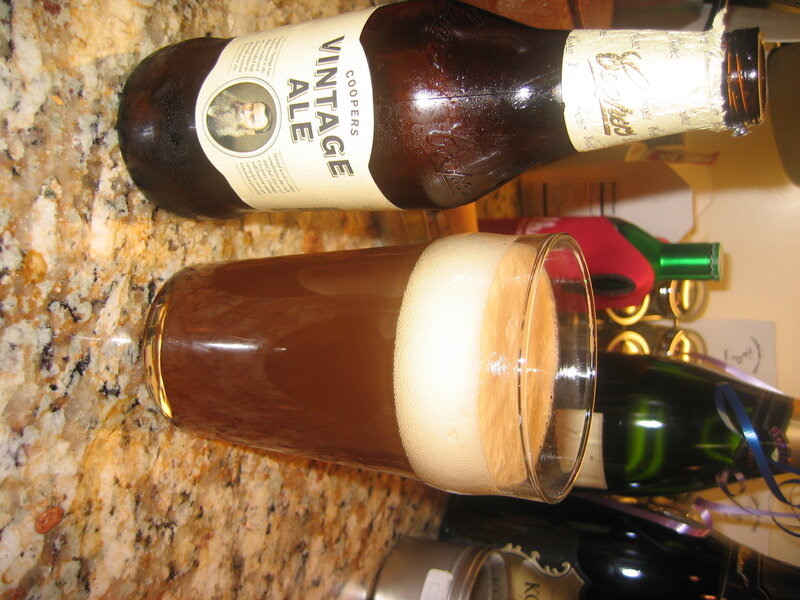Coopers Vintage Ale bottle and glass