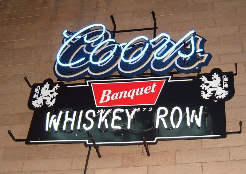 Coors Banquet Whiskey Row sign