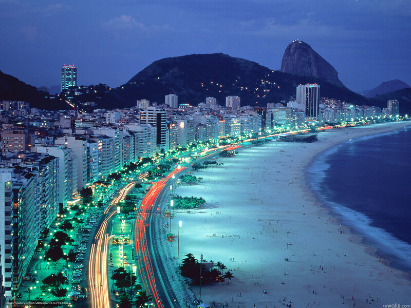 Copacabana Beach at Night — Blue, Calm