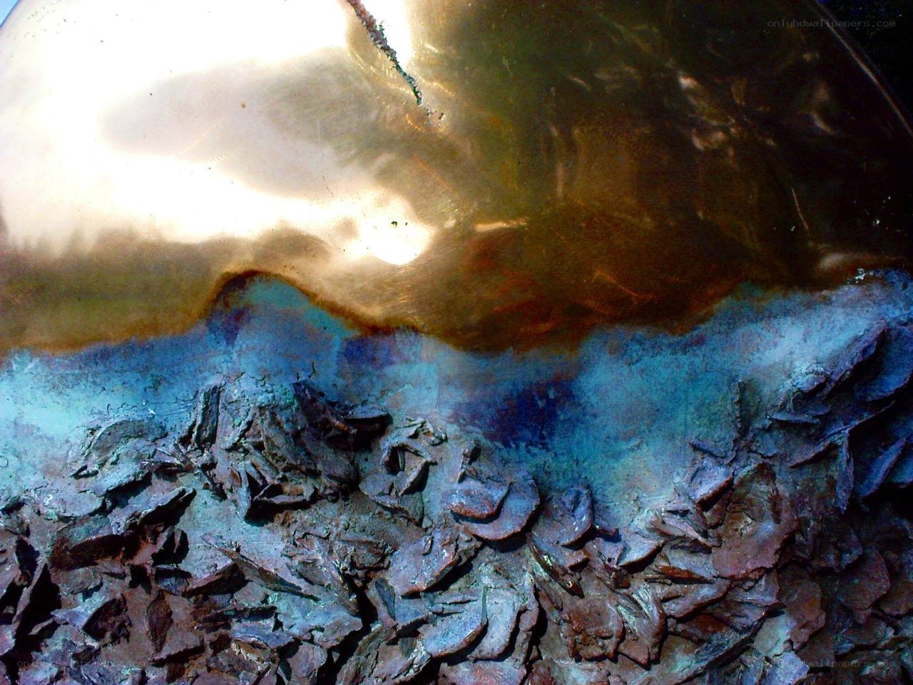 Copper and blue metal texture