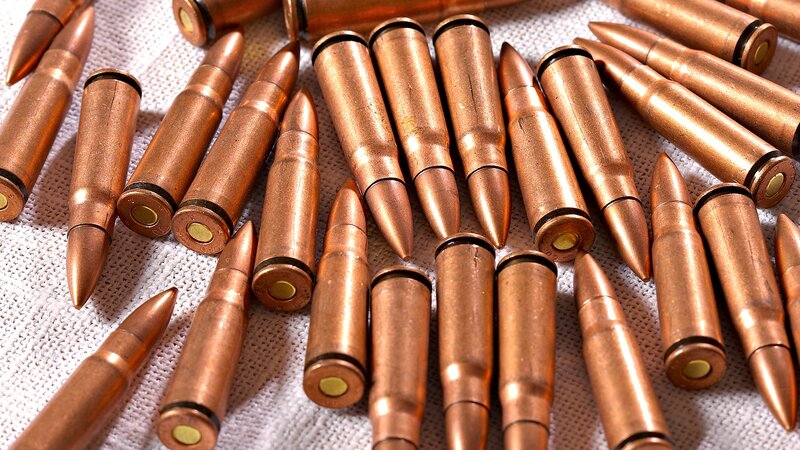 Copper Bullets on Fabric