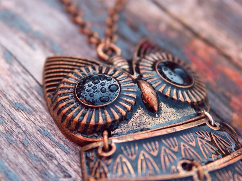 Copper Owl Pendant — Brown
