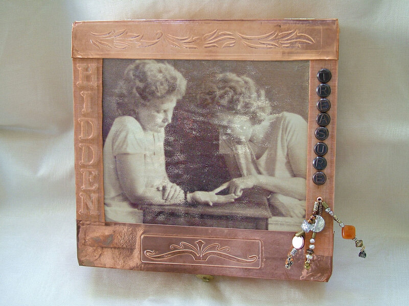 Copper photo frame with vintage photo