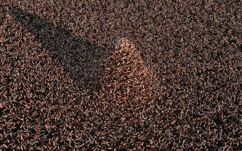 Copper shavings pile