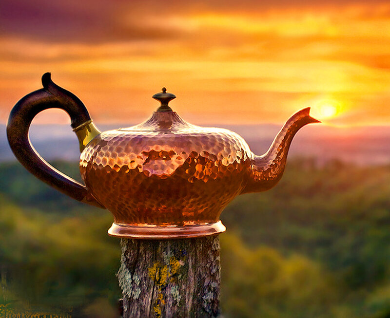 Copper Teapot on Post
