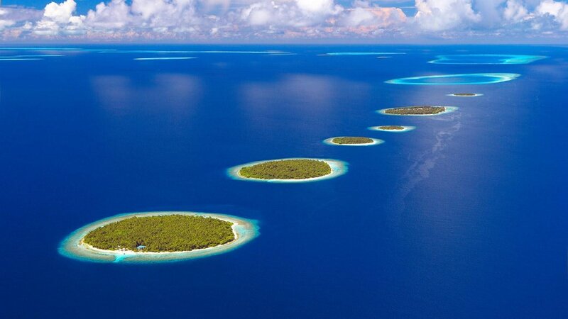 Coral Atolls in Ocean — Blue, Serene