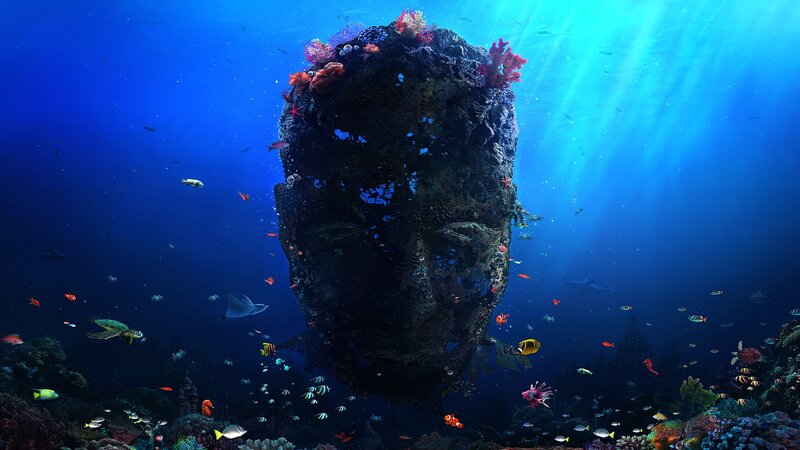 Coral-covered Head Sculpture