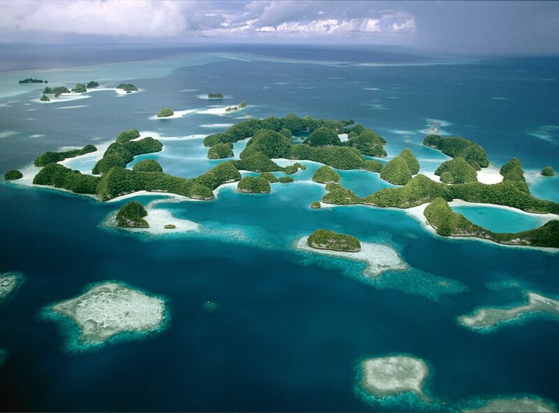 Coral Islands in Ocean — Blue, Serene