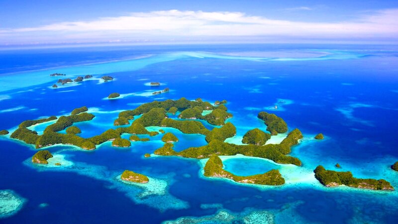 Coral Islands in Ocean — Blue