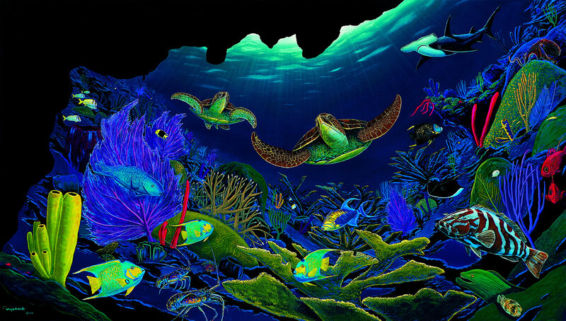 Coral Reef Ecosystem — Blue, Vibrant, Night