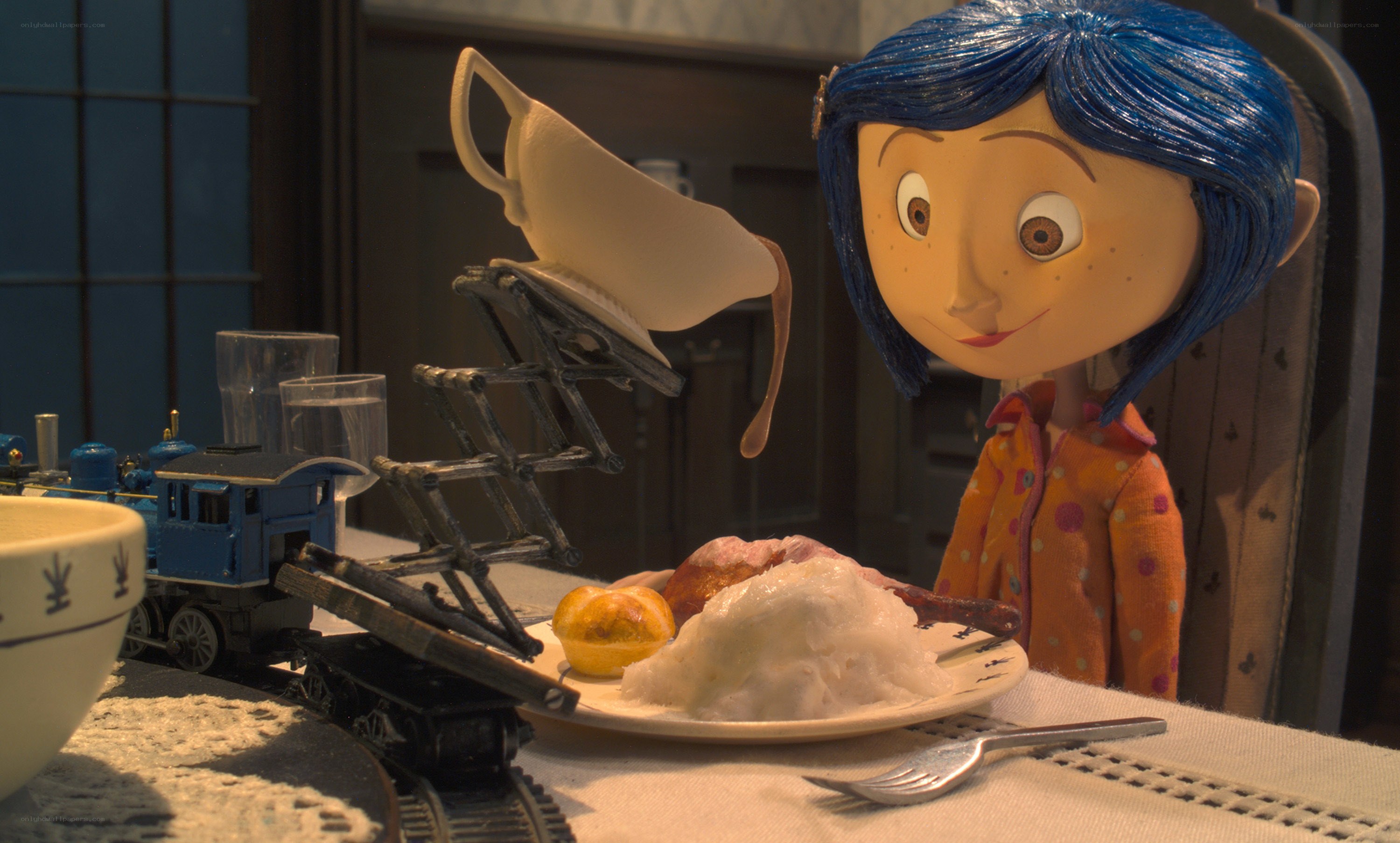 Coraline at dinner table