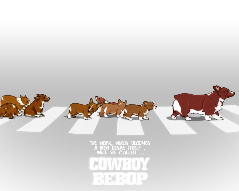 Corgi Dogs Crossing Street — Brown, Humorous