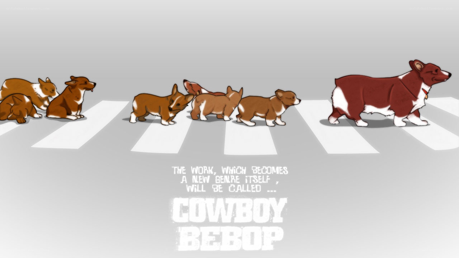 corgi dogs crossing street