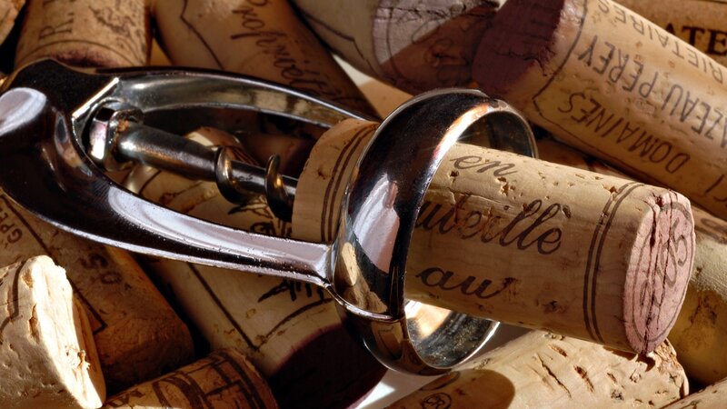 corks and corkscrew in wine collection
