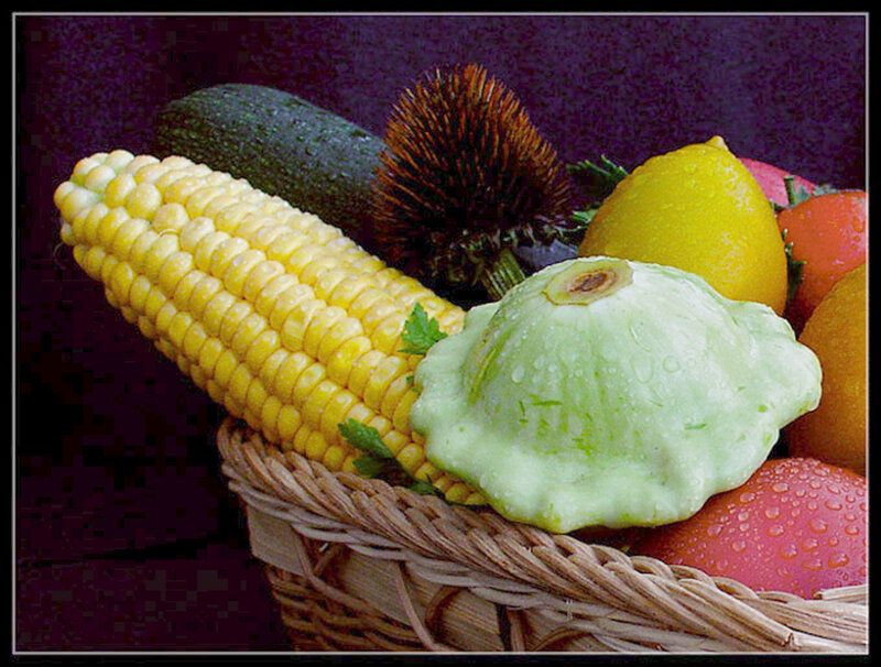 Corn and Vegetables in Basket