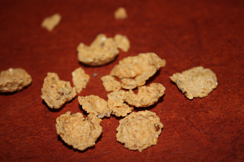 corn flakes on red surface