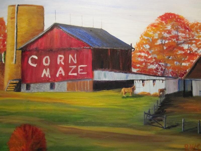 Corn maze barn painting